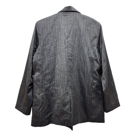 A New Day Grey Striped Double Breasted Blazer Womens Medium Responsible Style - Picture 3 of 9
